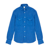 Finamore Zante Linen Shirt in Azure Blue