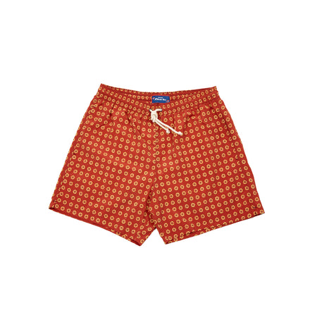 Fiorio Flower Print Swim Shorts in Dark Orange