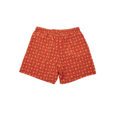 Fiorio Flower Print Swim Shorts in Dark Orange / Gold