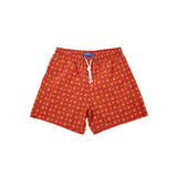 Fiorio Flower Print Swim Shorts in Dark Orange / Gold