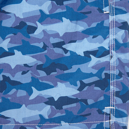 Fiorio Shark Print Swim Shorts in Blue