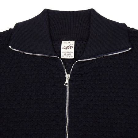 GRP Cotton Zip Knitted Jacket in Navy