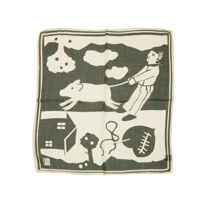 GRP Max Rohr Scarf in green "Man walking Pig"