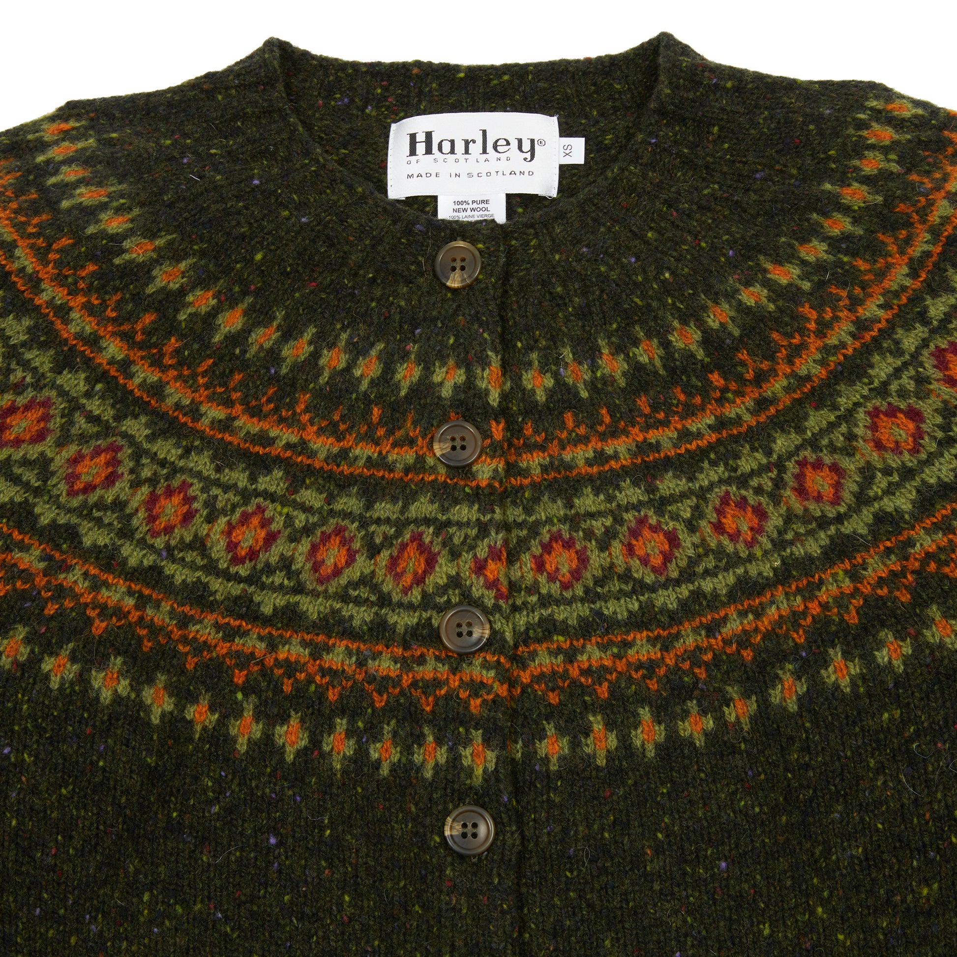 Harley Women's Fair Isle Yoke Cardigan in Harris