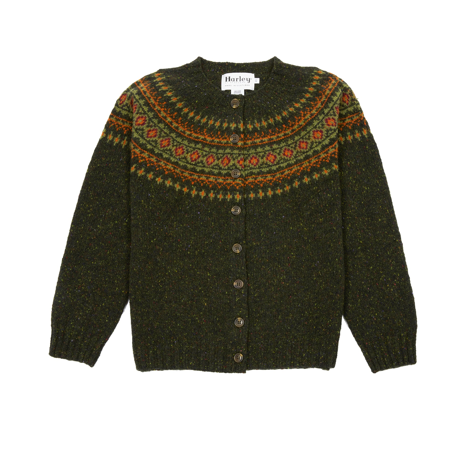 Harley Women's Fair Isle Yoke Cardigan in Harris