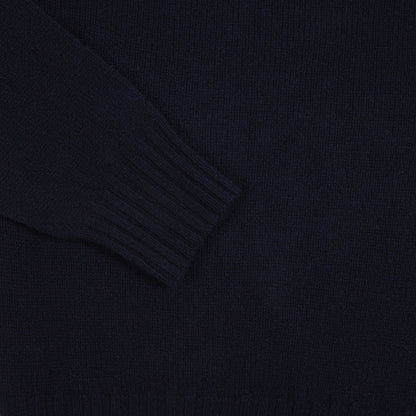 Harley Crew-Neck Geelong Lambswool Jumper in Nero Navy