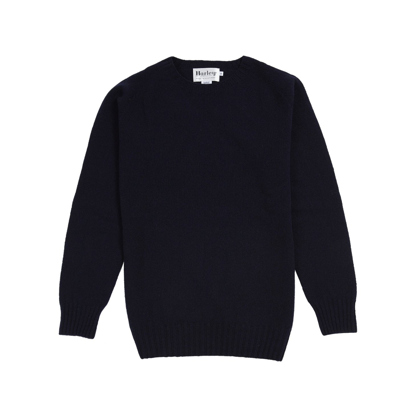 Harley Crew-Neck Geelong Lambswool Jumper in Nero Navy