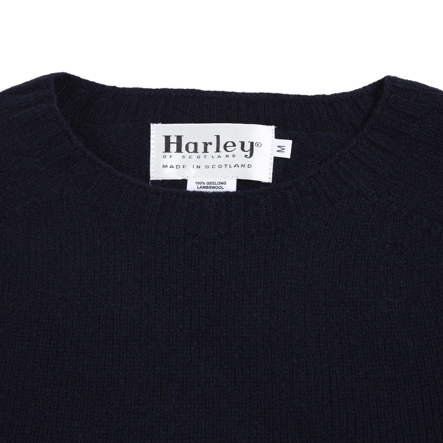 Harley Crew-Neck Geelong Lambswool Jumper in Nero Navy