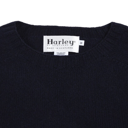 Harley Crew-Neck Geelong Lambswool Jumper in Nero Navy