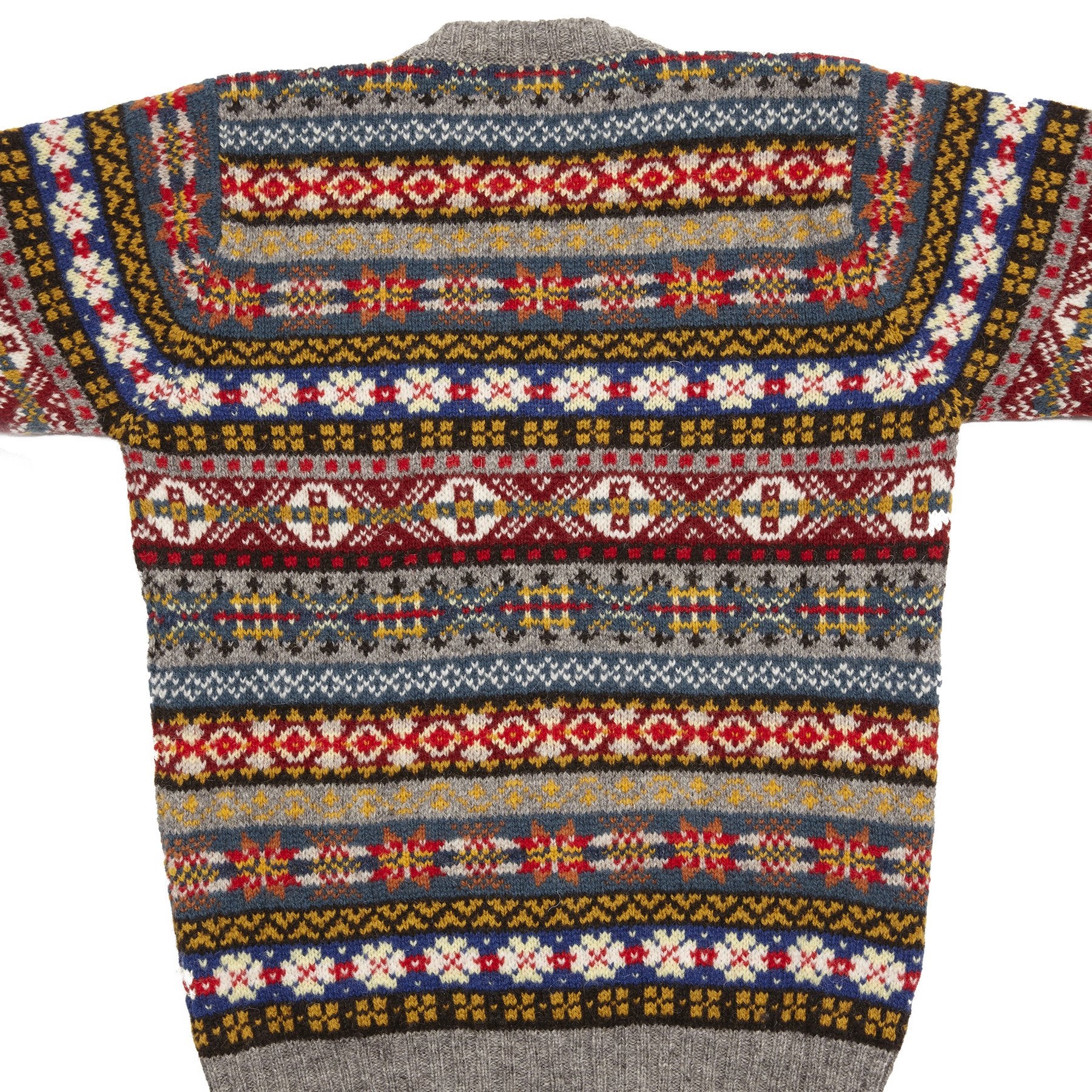 Jamieson's Crew-neck Fair Isle Jumper in Grey