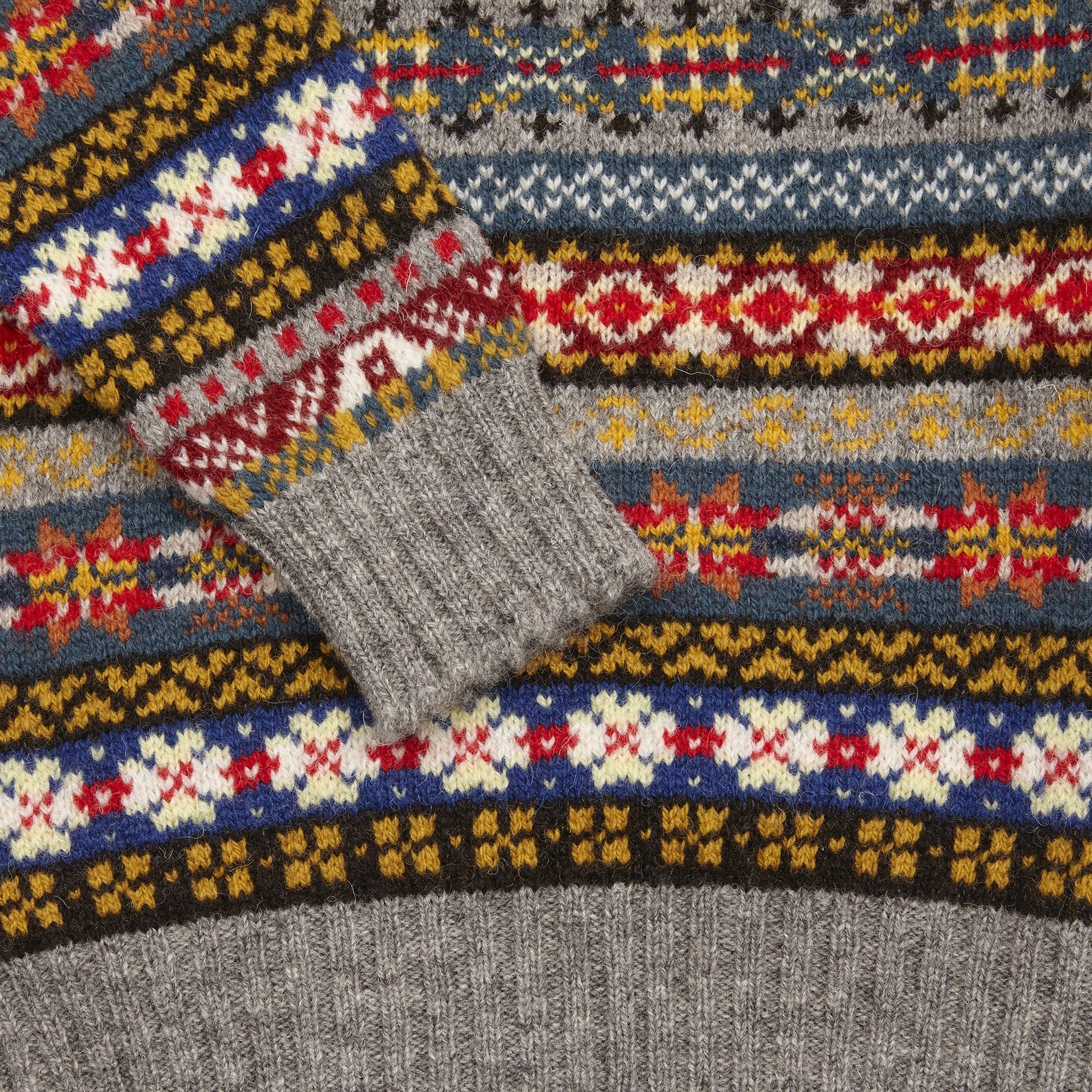 Jamieson's Crew-neck Fair Isle Jumper in Grey