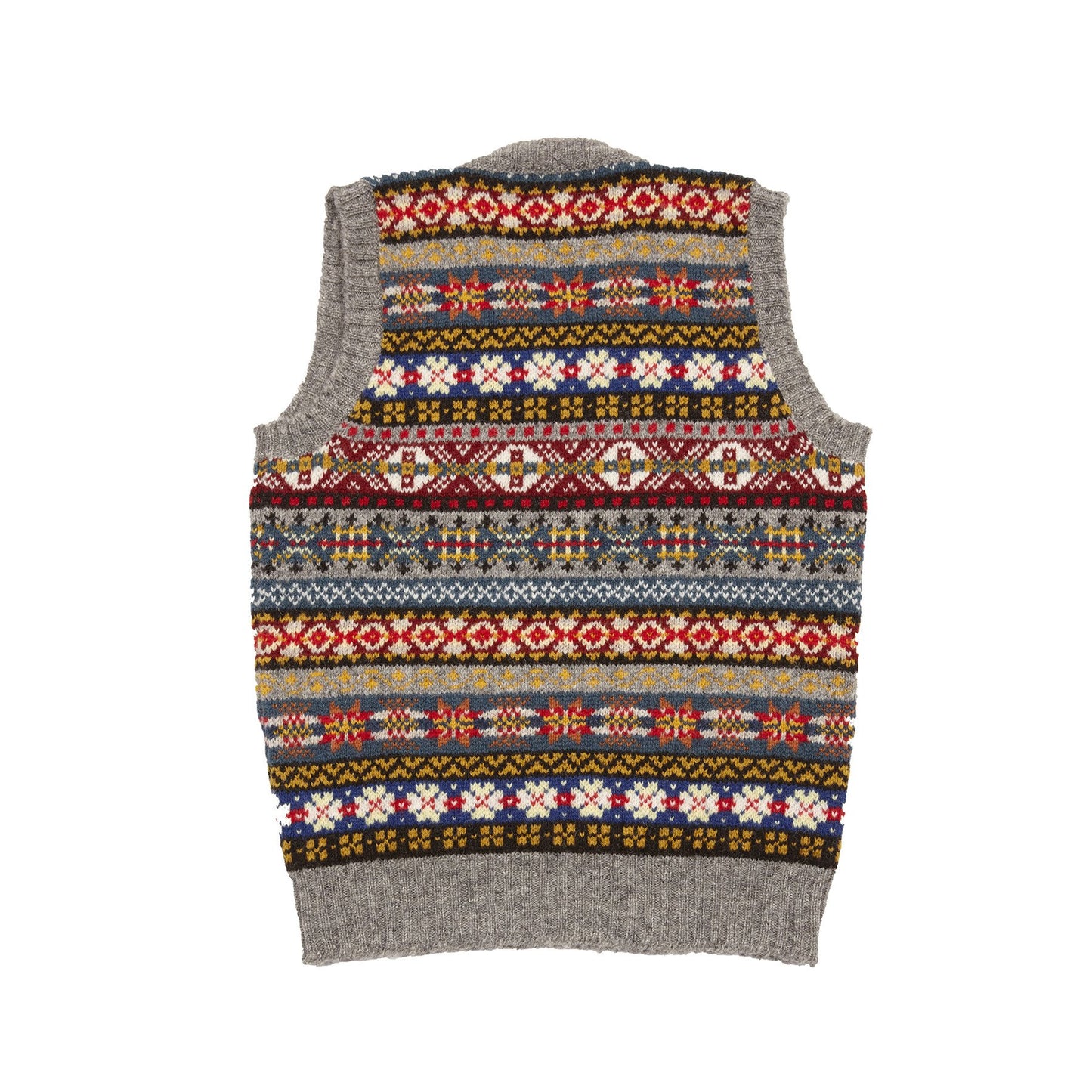 Jamieson's V-neck Fair Isle Slipover in Grey