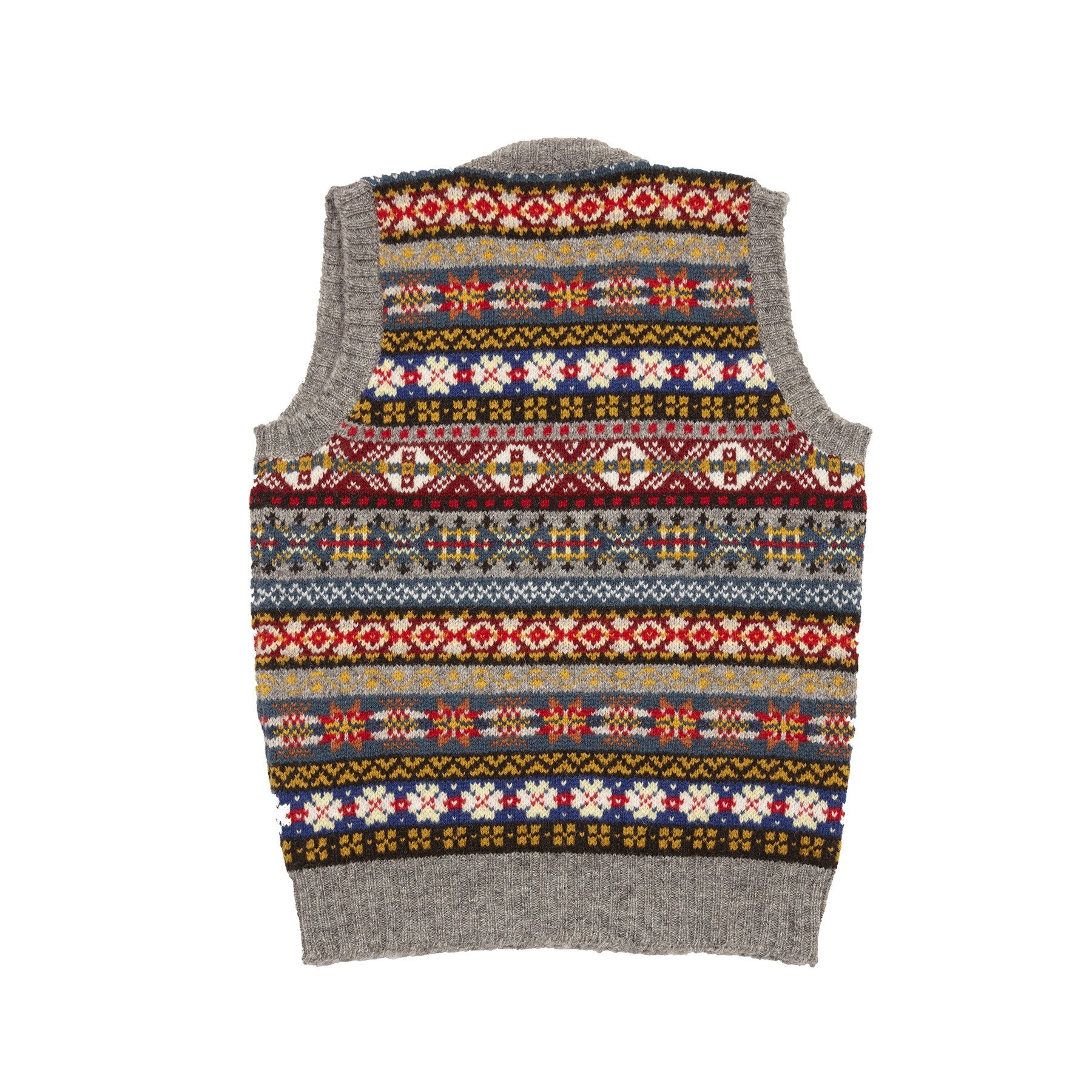 Jamieson's V-neck Fair Isle Slipover in Grey