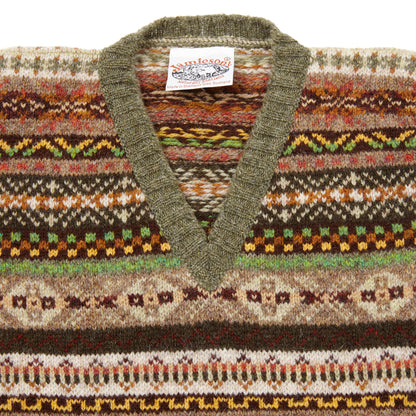 Jamieson's Fair Isle Slipover in Moss Green