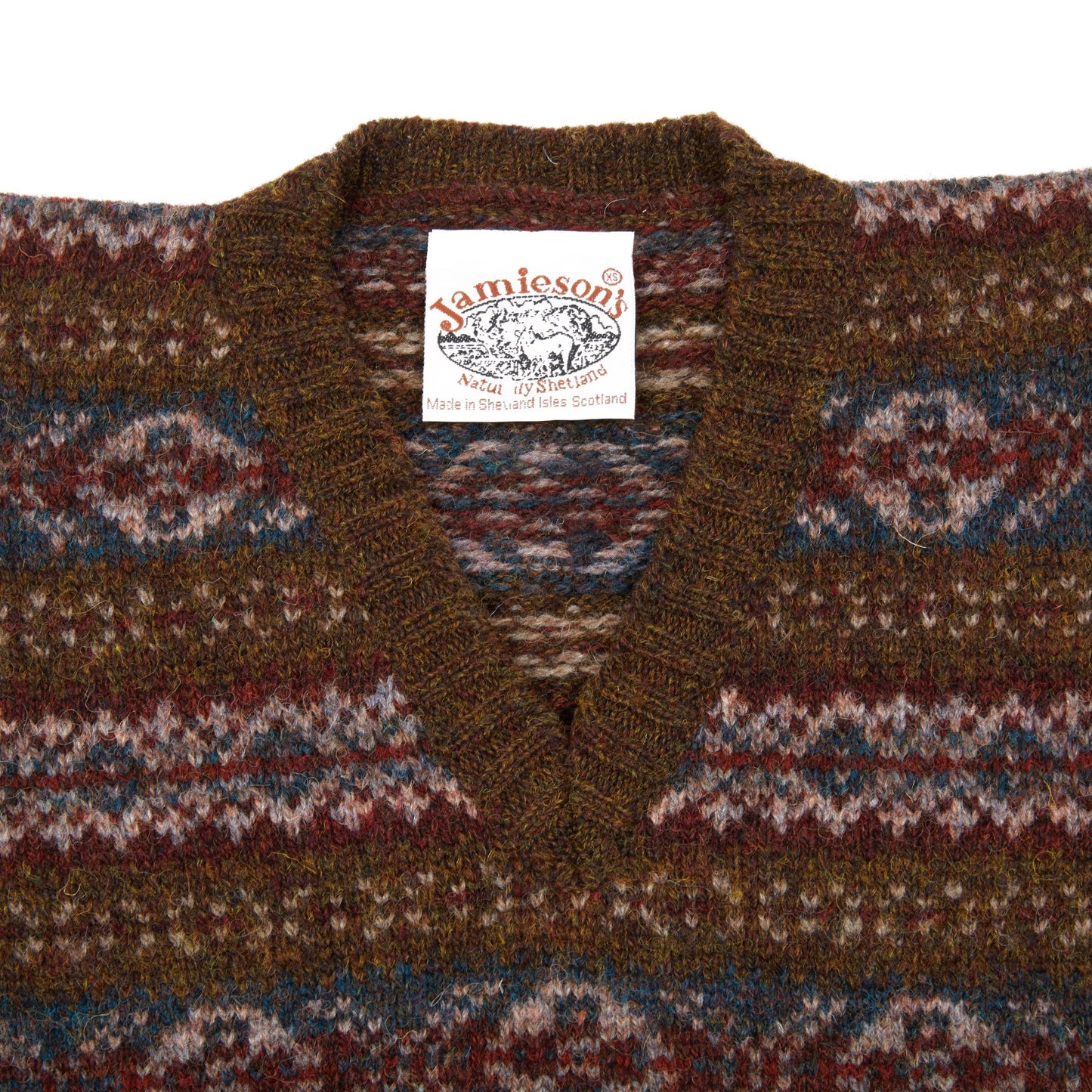 Jamieson's V-neck Fair Isle Bracken Slipover