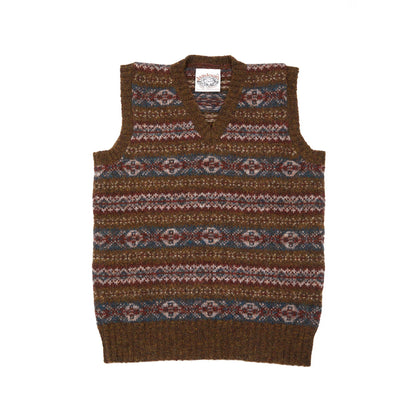 Jamieson's V-neck Fair Isle Bracken Slipover