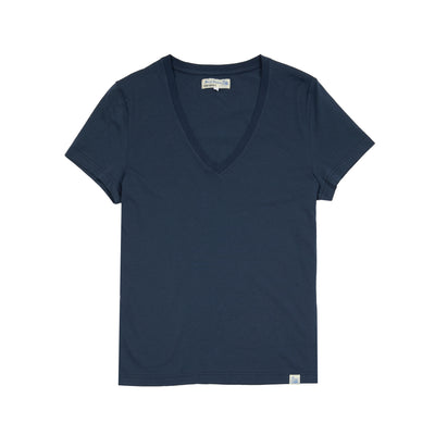 Merz b Schwanen Women's V-neck T-shirt in Denim Blue