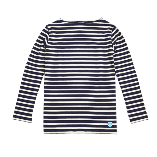 Orcival Unisex Long Sleeve Marinière T-shirt in Marine and Ecru