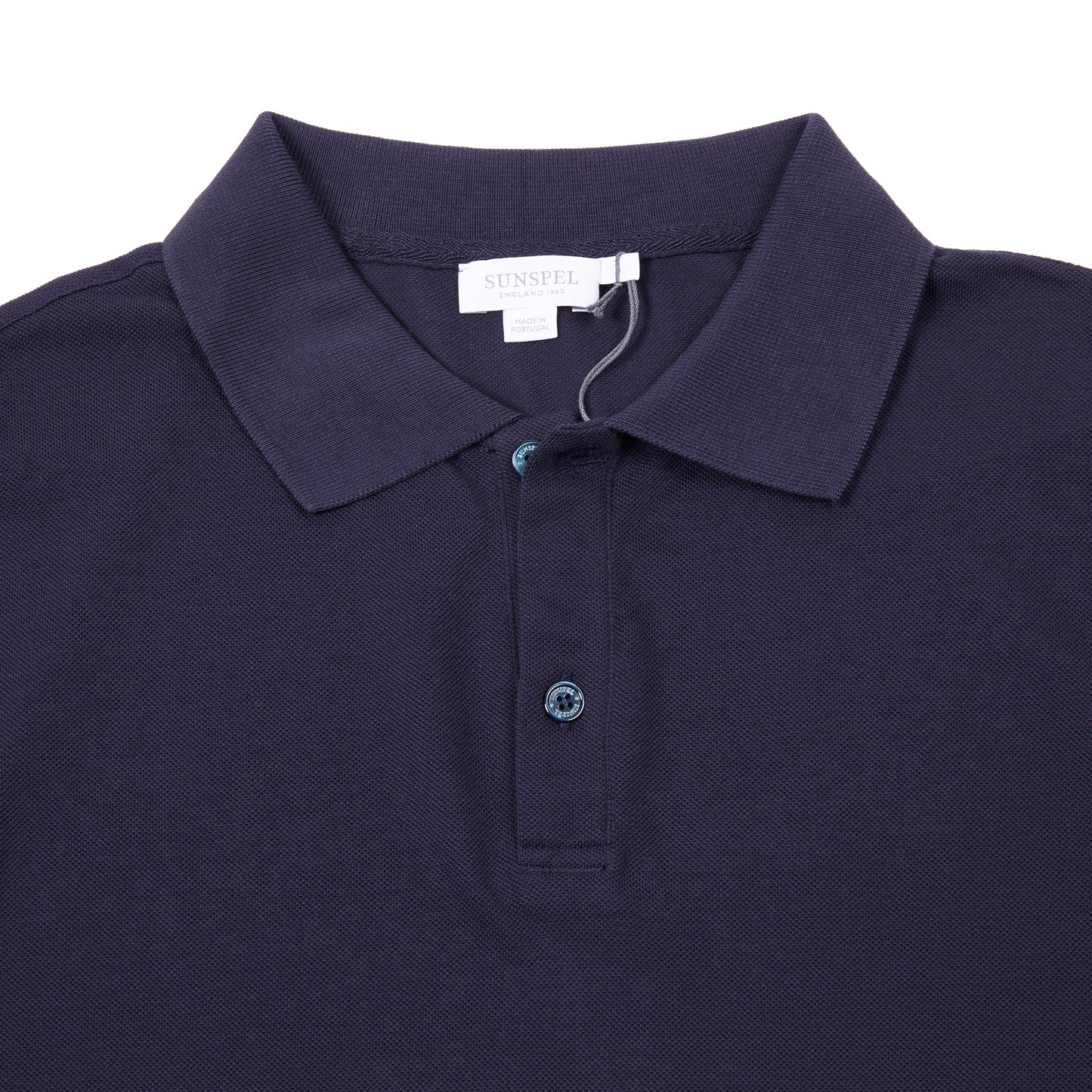 Sunspel Cotton Piqué Polo Shirt in Navy