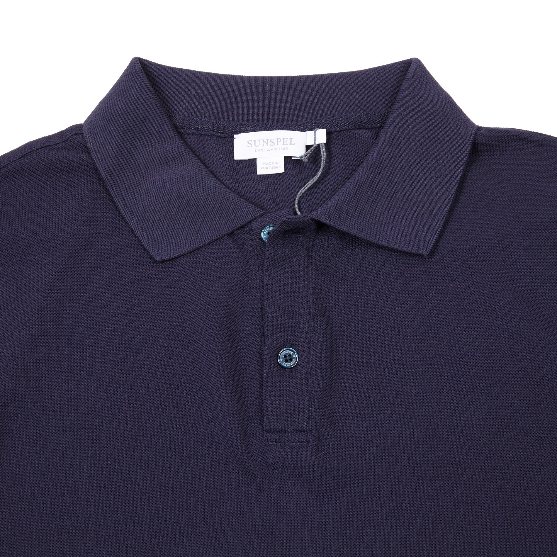 Sunspel Cotton Piqué Polo Shirt in Navy