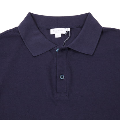 Sunspel Cotton Piqué Polo Shirt in Navy