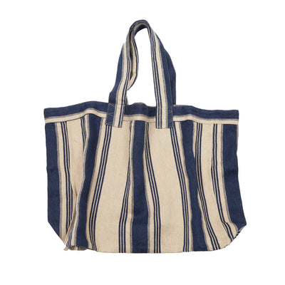 Ichi Antiquités Herringbone Linen Big Stripe Bag